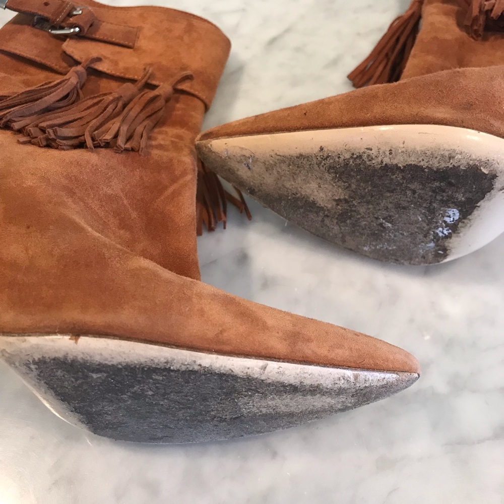 Thomas Wylde Suede Fringe Tassel Ankle Boots - Picture 3 of 8
